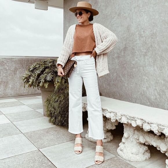 Jen7 by 7 For All Mankind Belted Wide Leg Trouser Pants Size 18 Off White NWT - Picture 2 of 16